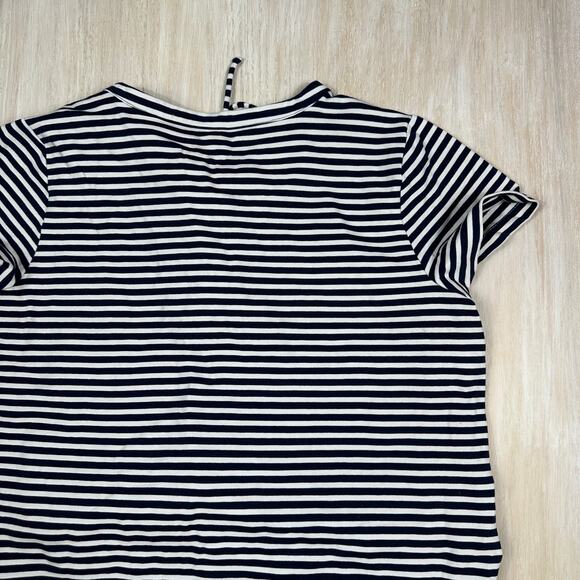 J Crew Navy White Stripe Lace Up T-Shirt Casual Nautical Short Sleeve Dress XL - Picture 14 of 16